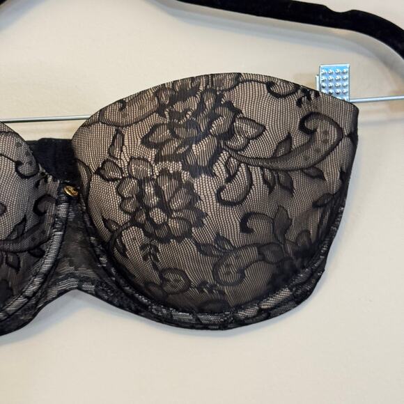 Natori Calais Strapless Bra Womens 32DDD Black Lace Mesh Underwired Convertible - Picture 3 of 8